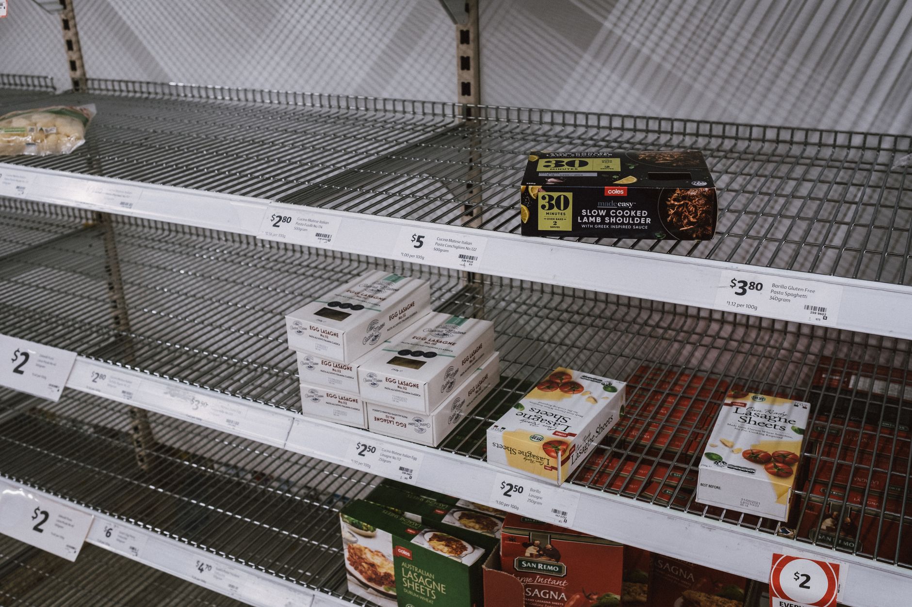 A sleek, minimalist retail shelf displaying blank, identical packages while digital stock tickers and charts float in the background, representing the financialization of temporary brands.